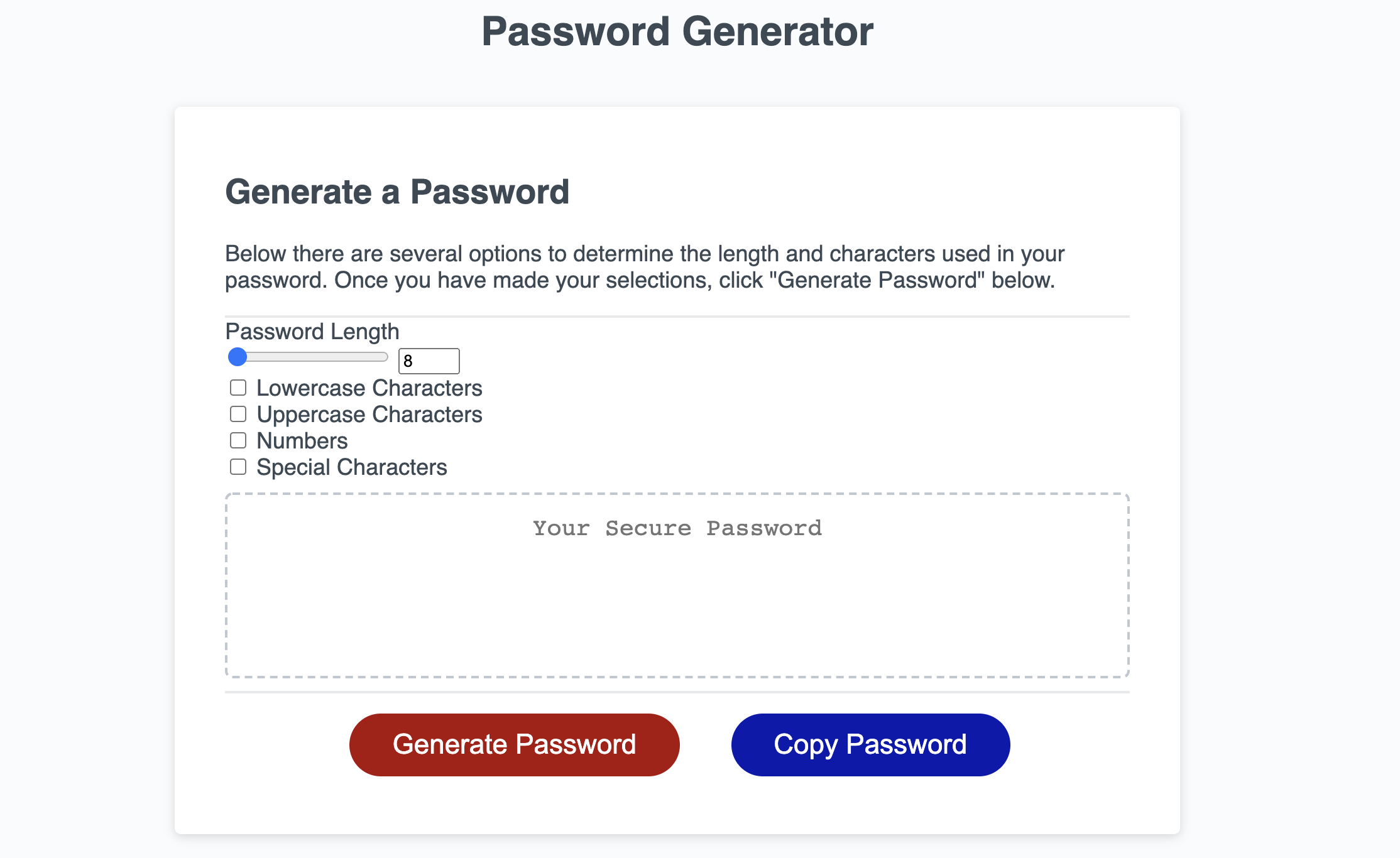 Password Generator Site
