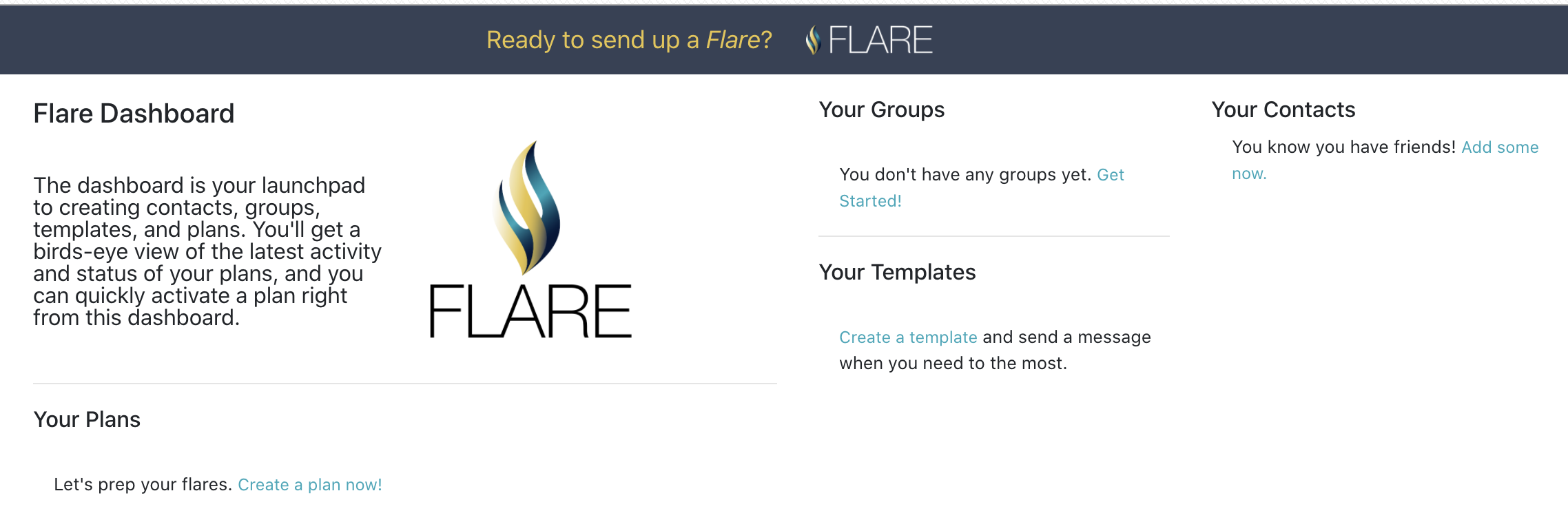 Flare Start Screen